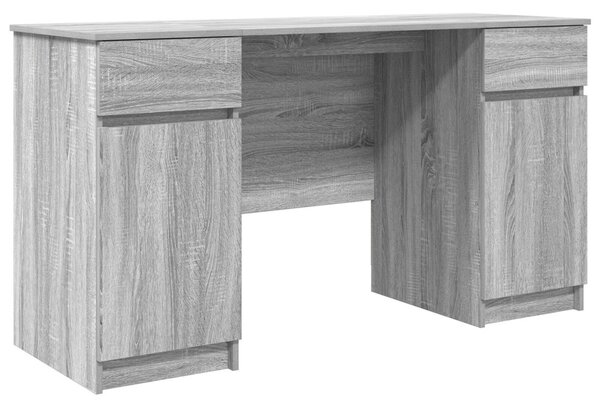 Asztal fiókkal polcokkal Szürke sonoma 140 x 49 x 76 cm Faanyag
