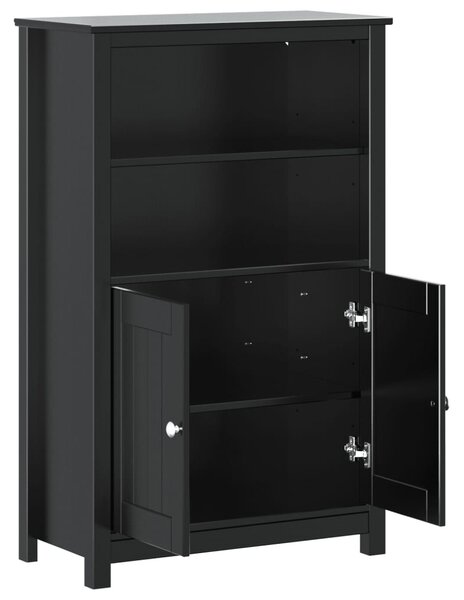 BERG fekete tömör fenyőfa fürdőszobaszekrény 69,5 x 34 x 110 cm