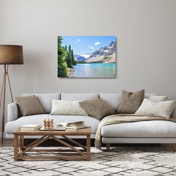 Egy alpesi tó képe (üvegen) (70x50 cm)