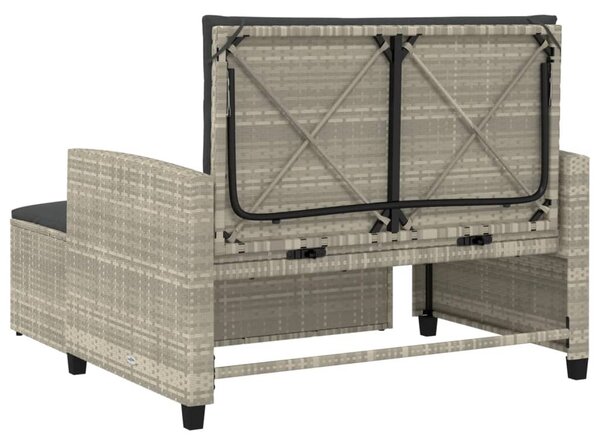 2 személyes világosszürke polyrattan kerti kanapé párnával