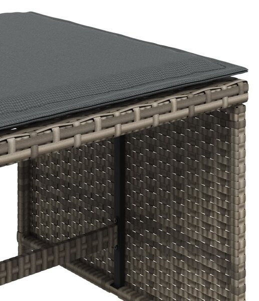4 db szürke polyrattan kerti szék párnával 41 x 41 x 36 cm