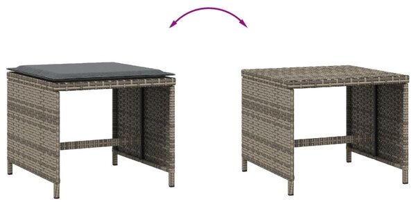 4 db szürke polyrattan kerti szék párnával 41 x 41 x 36 cm
