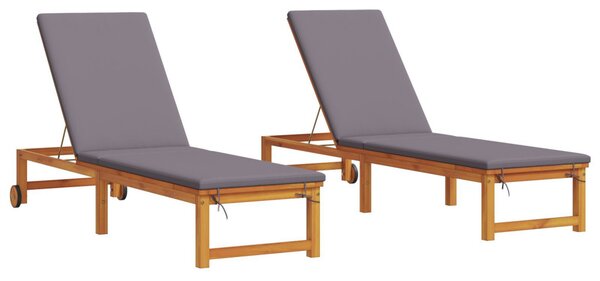 Napozó 2 pcs Barna 202 x 53 x 89 cm Tömör Akácfa