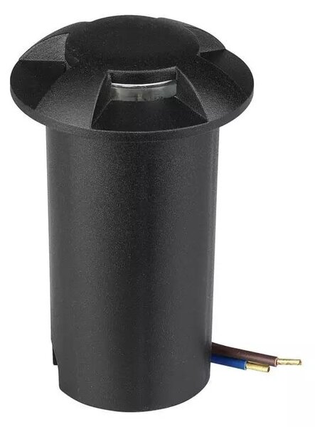V-TAC 1W DC12V kültéri, 4 irányú talajlámpa, fekete, IP67, meleg fehér - SKU 211470