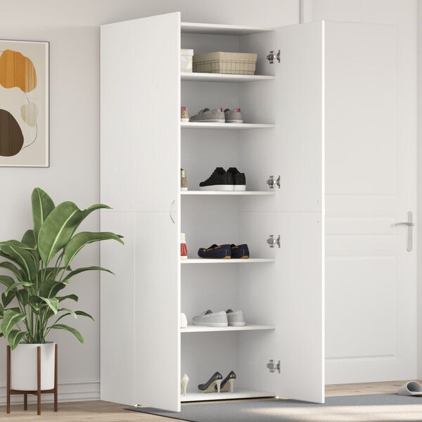 Fehér Cipőszekrény 80x35.5x180 cm Megmunkált fa
