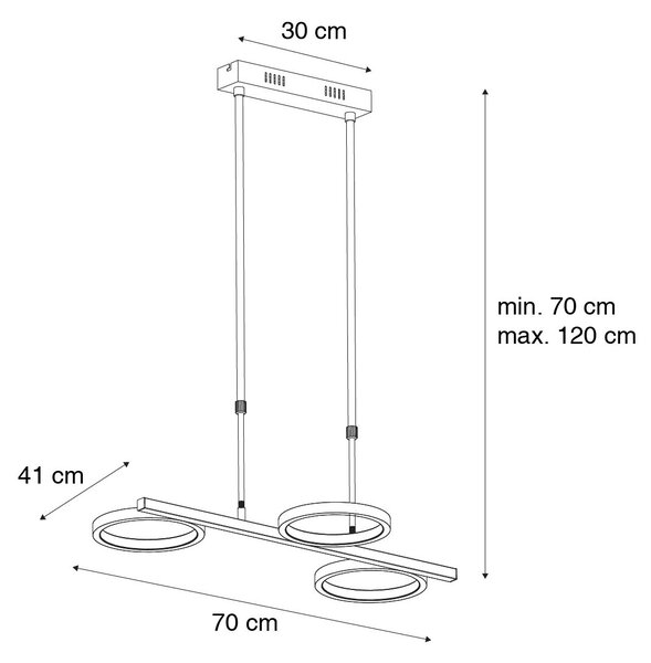 Modern függőlámpa arany LED-del 3 fokozatú fényerő-szabályozóval 3-lámpás - Vivé