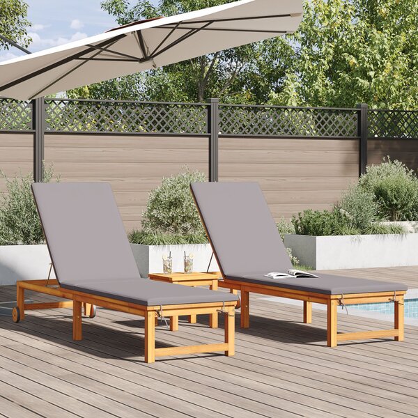 Napozó 2 pcs Barna 202 x 53 x 89 cm Tömör Akácfa