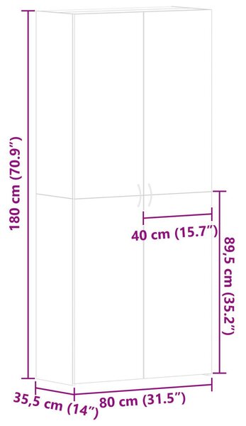Cipőtároló Fekete 80x35,5x180 cm Mérnöki Fa