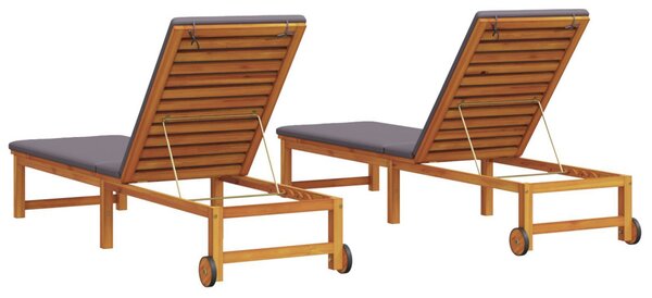 Napozó 2 pcs Barna 202 x 53 x 89 cm Tömör Akácfa