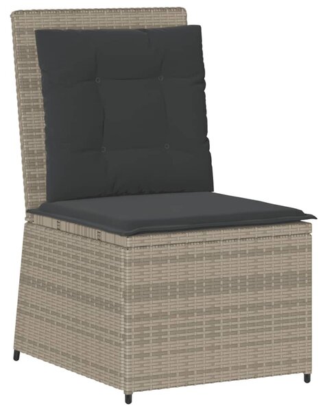 Világosszürke polyrattan dönthető kerti kanapé párnákkal