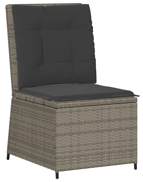 Szürke polyrattan dönthető kerti kanapé párnákkal