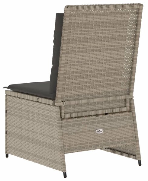 Világosszürke polyrattan dönthető kerti kanapé párnákkal