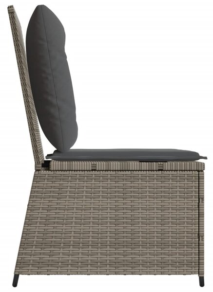 Szürke polyrattan dönthető kerti kanapé párnákkal