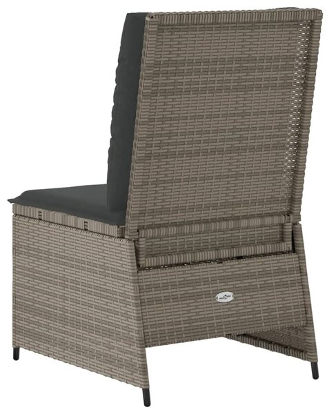 Szürke polyrattan dönthető kerti kanapé párnákkal
