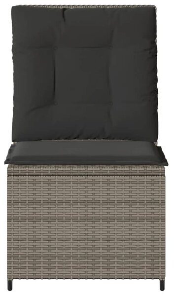 Szürke polyrattan dönthető kerti kanapé párnákkal