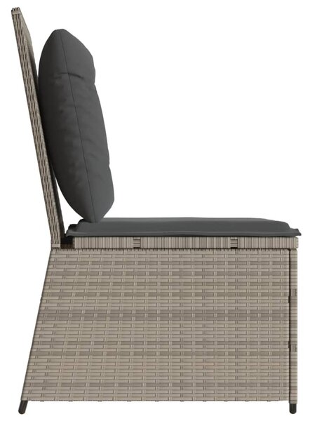 Világosszürke polyrattan dönthető kerti kanapé párnákkal