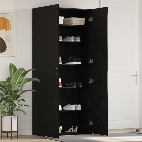 Cipőszekrény polcokkal Fekete 80 x 35.5 x 180 cm Faanyag