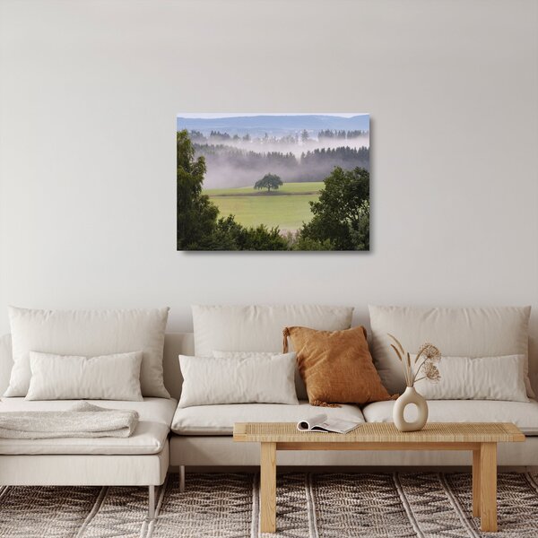 Egy kép a rétről egy fával (üvegen) (70x50 cm)