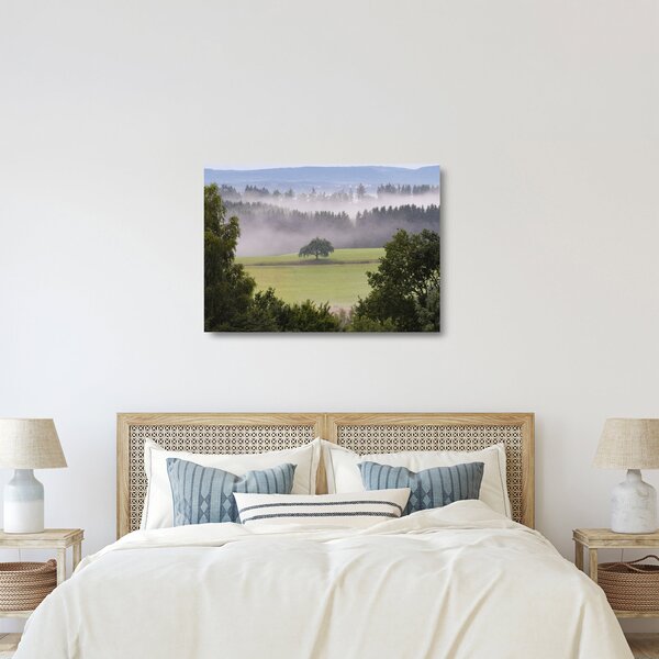 Egy kép a rétről egy fával (üvegen) (70x50 cm)