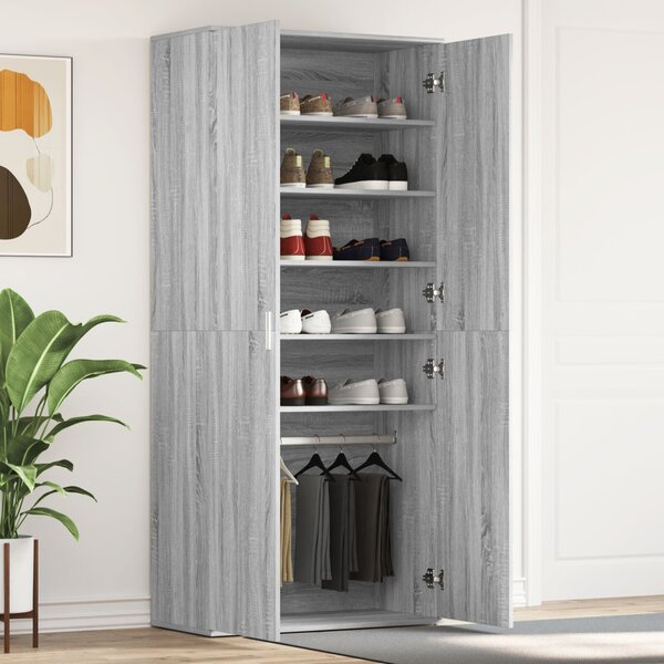 Cipőszekrény polcokkal Szürke Sonoma 80 x 39 x 178 cm Faanyag