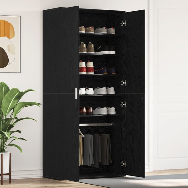 Cipőszekrény polcokkal Fekete tölgy 80 x 39 x 178 cm Faanyag