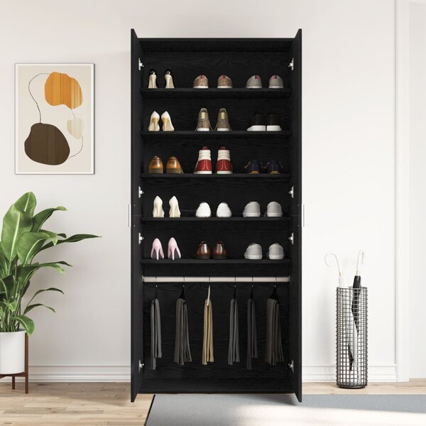 Cipőszekrény polcokkal Fekete tölgy 80 x 39 x 178 cm Faanyag