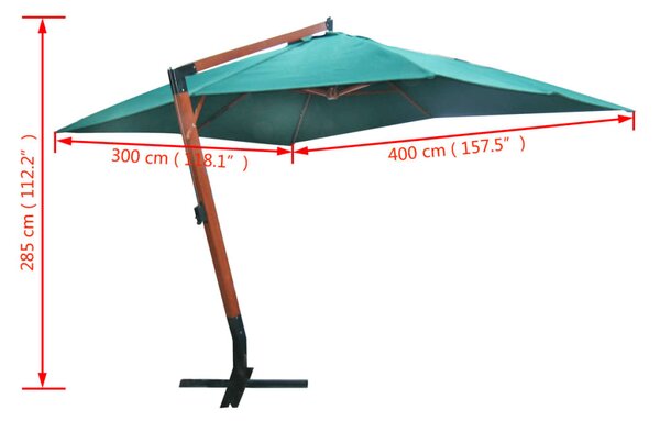 Melia zöld lebegő napernyő 300 x 400 cm