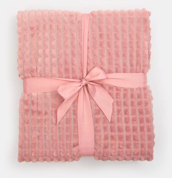 Sinsay - Takaró dombornyomott kockás mintával - pasztellpink