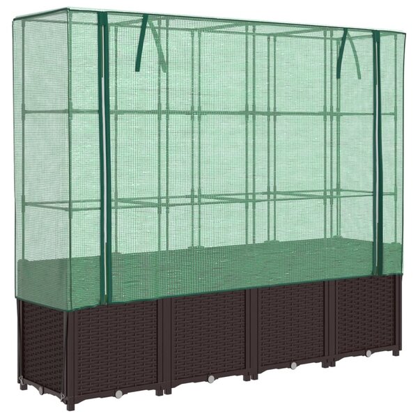 Rattan megjelenésű magaságyás melegháztakaróval 160x40x153 cm
