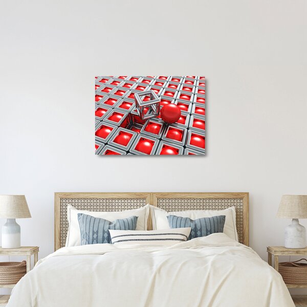 Kép - 3D fémes absztrakció (üvegen) (70x50 cm)