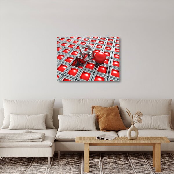 Kép - 3D fémes absztrakció (üvegen) (70x50 cm)