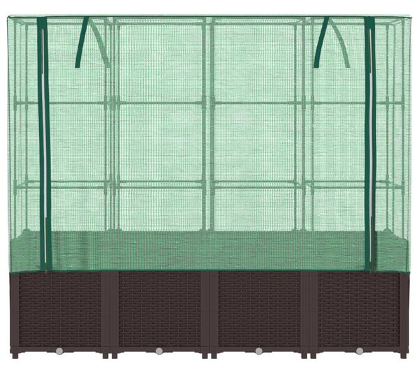 Rattan megjelenésű magaságyás melegháztakaróval 160x40x153 cm