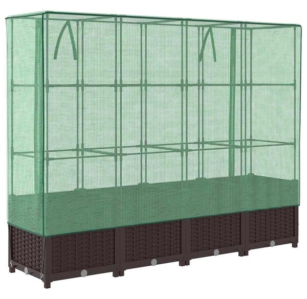 Rattan megjelenésű magaságyás melegháztakaróval 160x40x138 cm