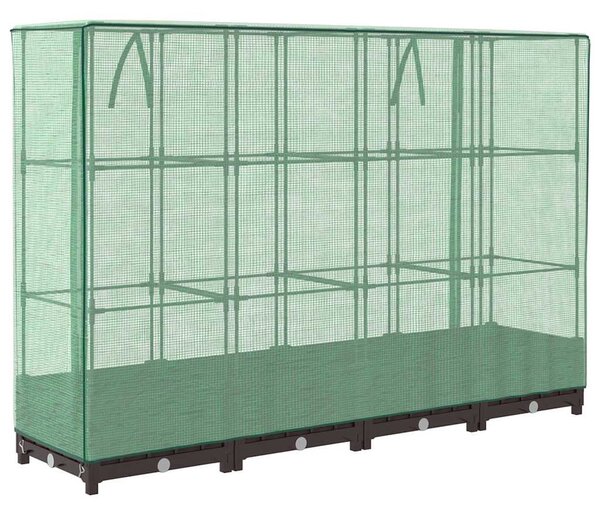 Rattan megjelenésű magaságyás melegháztakaróval 160x40x123 cm