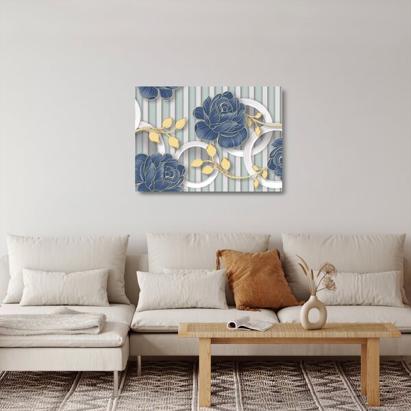 Kép - Rózsák és körök (üvegen) (70x50 cm)