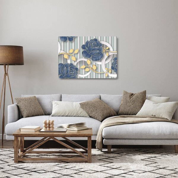 Kép - Rózsák és körök (üvegen) (70x50 cm)