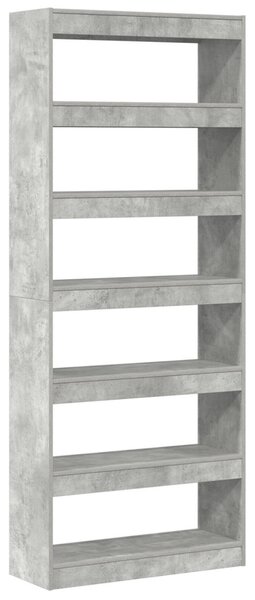 Könyvespolc polcokkal Beton Szürke 80 x 30 x 198 cm Faanyag