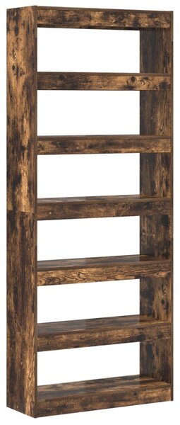 Könyvespolc polcokkal Füstölt tölgy 80 x 30 x 198 cm Faanyag
