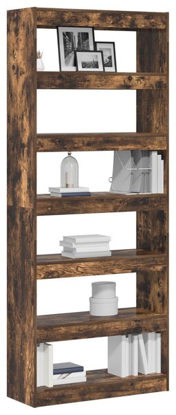 Könyvespolc polcokkal Füstölt tölgy 80 x 30 x 198 cm Faanyag