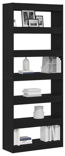 Könyvespolc polcokkal Fekete tölgy 80 x 30 x 198 cm Faanyag