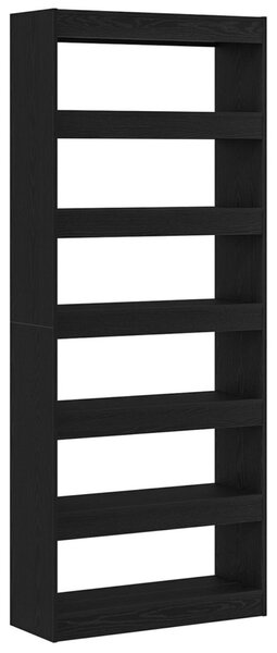 Könyvespolc polcokkal Fekete tölgy 80 x 30 x 198 cm Faanyag