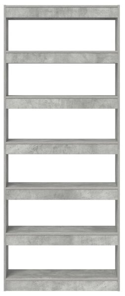 Könyvespolc polcokkal Beton Szürke 80 x 30 x 198 cm Faanyag