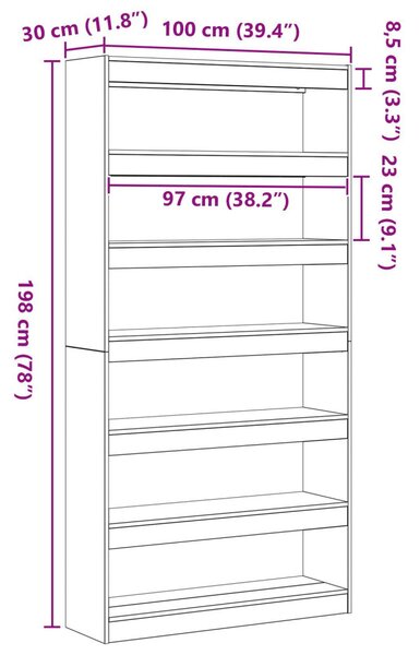 Fehér könyvespolc Fehér Szerelt fa 100 x 30 x 198 cm Polc