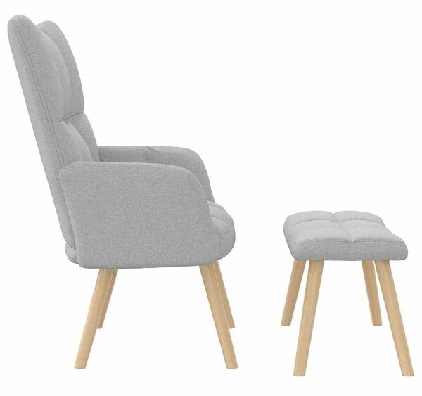 Felhőszürke szövet relaxáló szék zsámollyal
