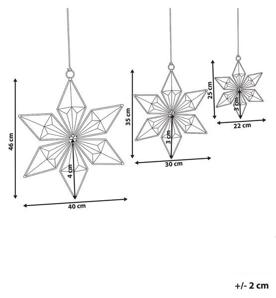 Függődísz háromdarabos szettben RENSJON 25/35/46 cm Csillag Színes