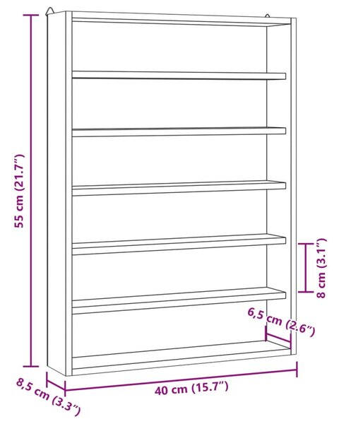 Fa gyűjtő vitrin 6 polccal 40x8,5x55cm 40x8,5x55 cm