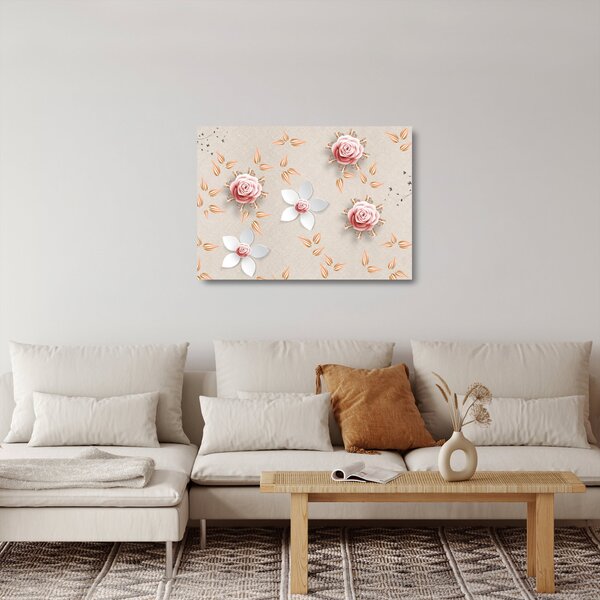 Kép - rózsa virágok (üvegen) (70x50 cm)