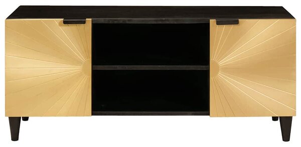 TV szekrény Fekete és Arany 105 x 33 x 46 cm tömör mangófa