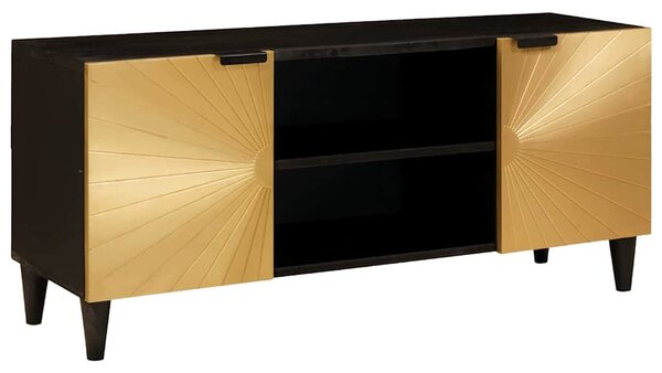TV szekrény Fekete és Arany 105 x 33 x 46 cm tömör mangófa