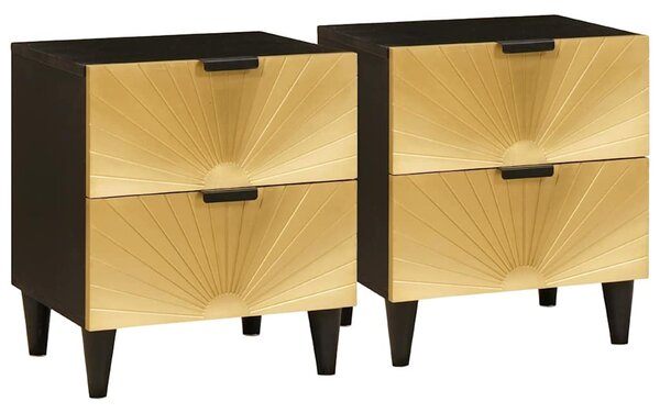 Éjjeliszekrény 2 pcs Fekete és Arany 40 x 33 x 46 cm Szerelt Fa